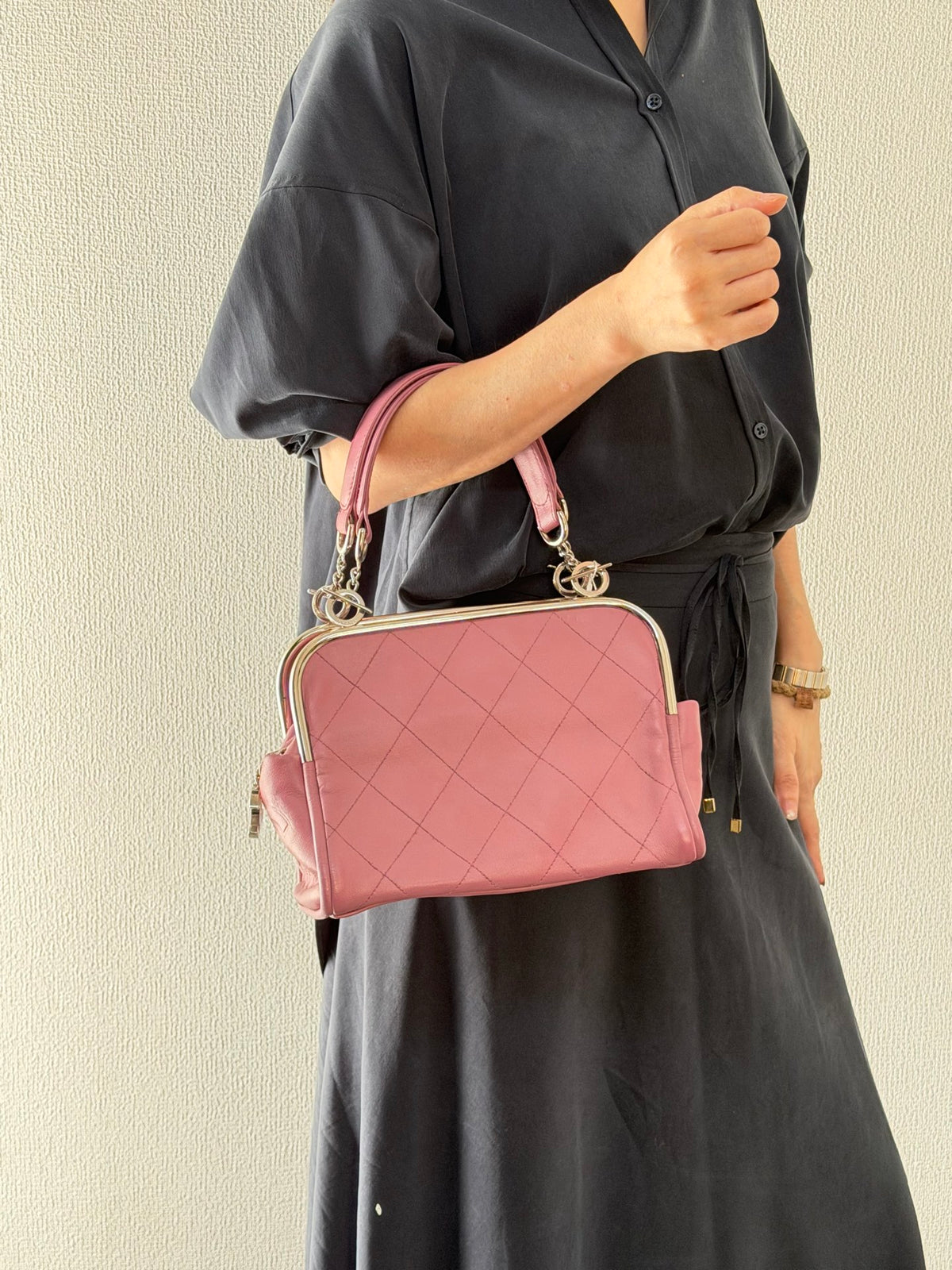 CHANEL Ultimate Soft Quilted Lambskin Frame Bag with CC Toggle Charm Pink