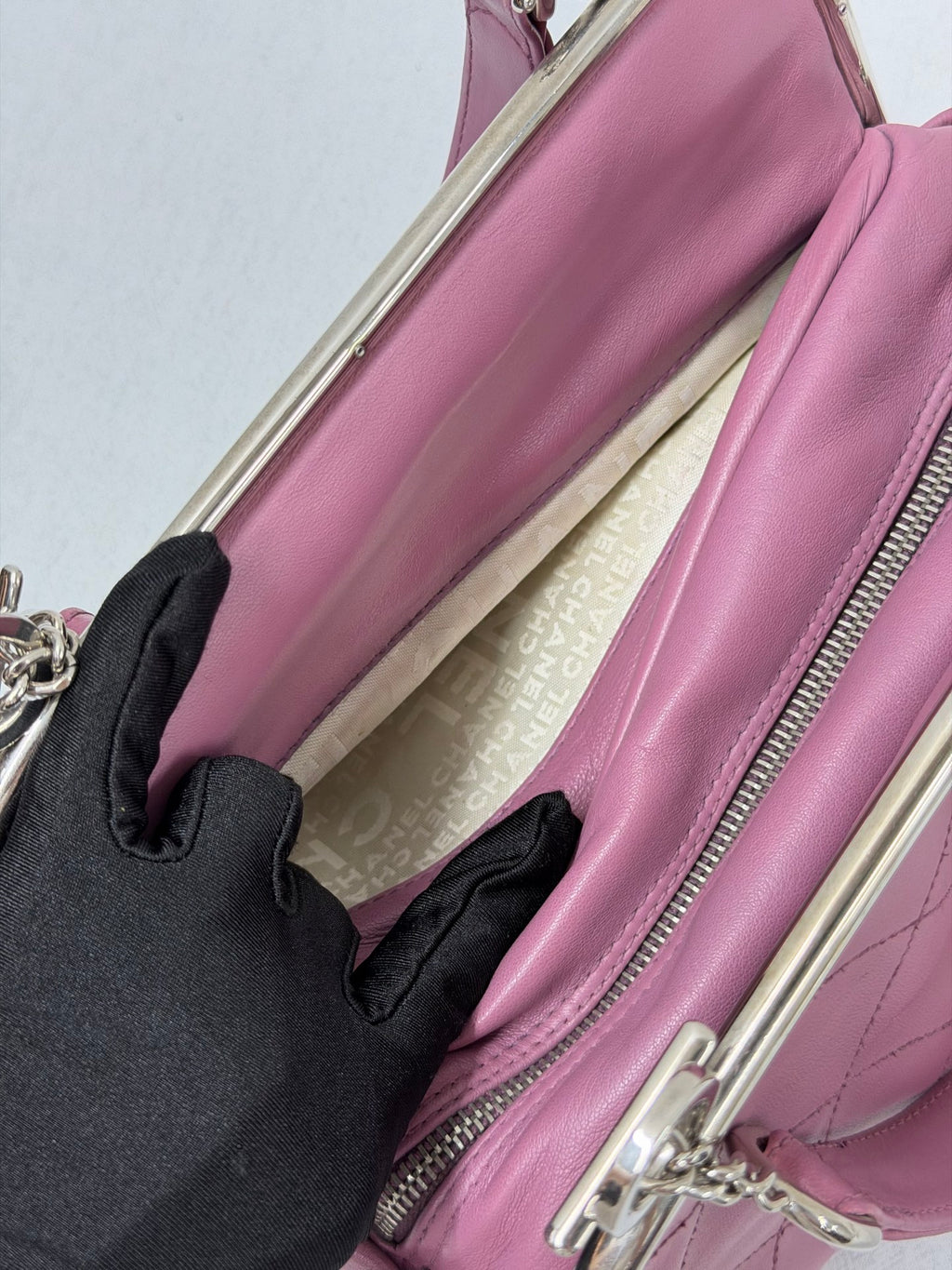 CHANEL Ultimate Soft Quilted Lambskin Frame Bag with CC Toggle Charm Pink