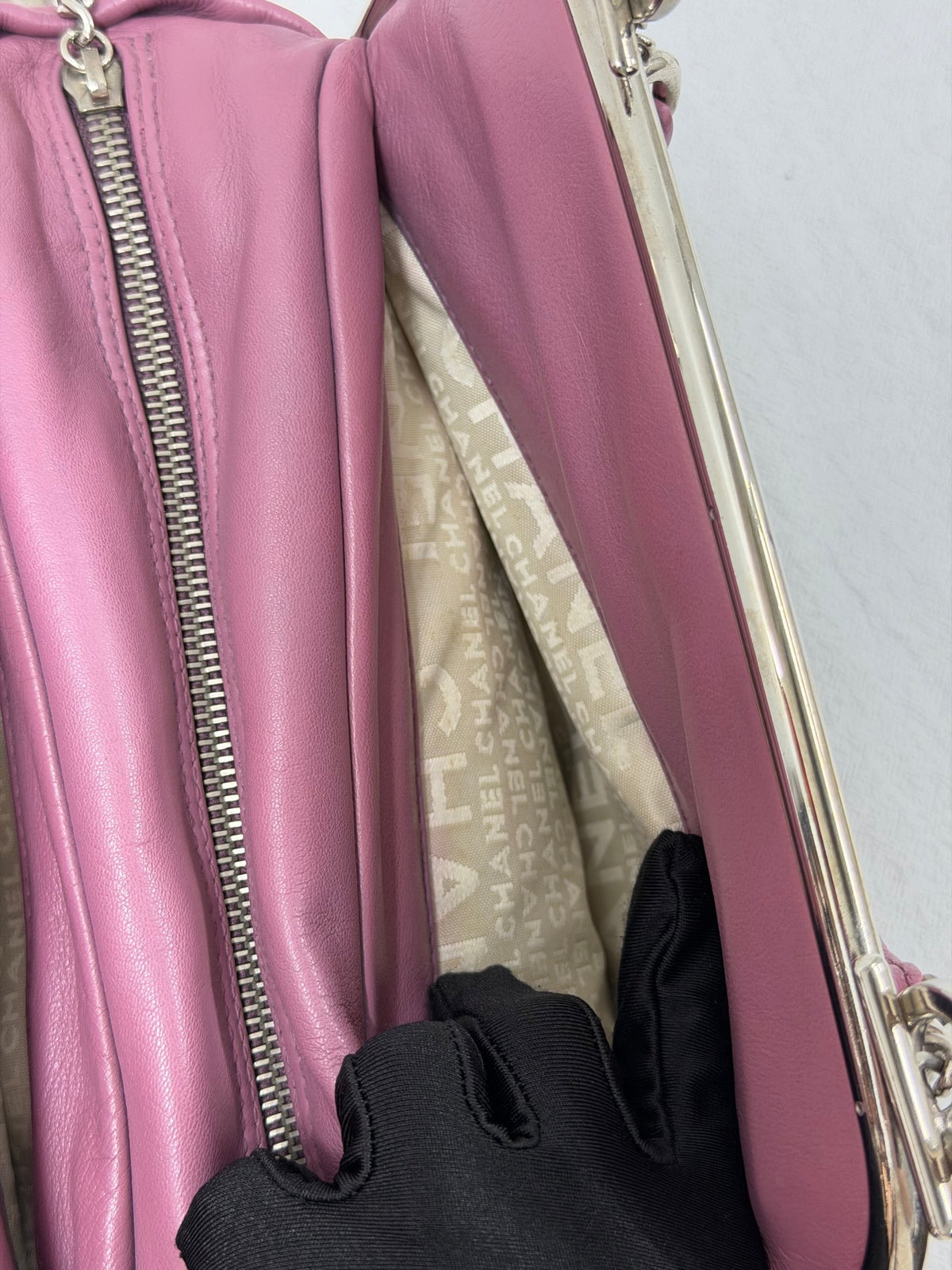CHANEL Ultimate Soft Quilted Lambskin Frame Bag with CC Toggle Charm Pink