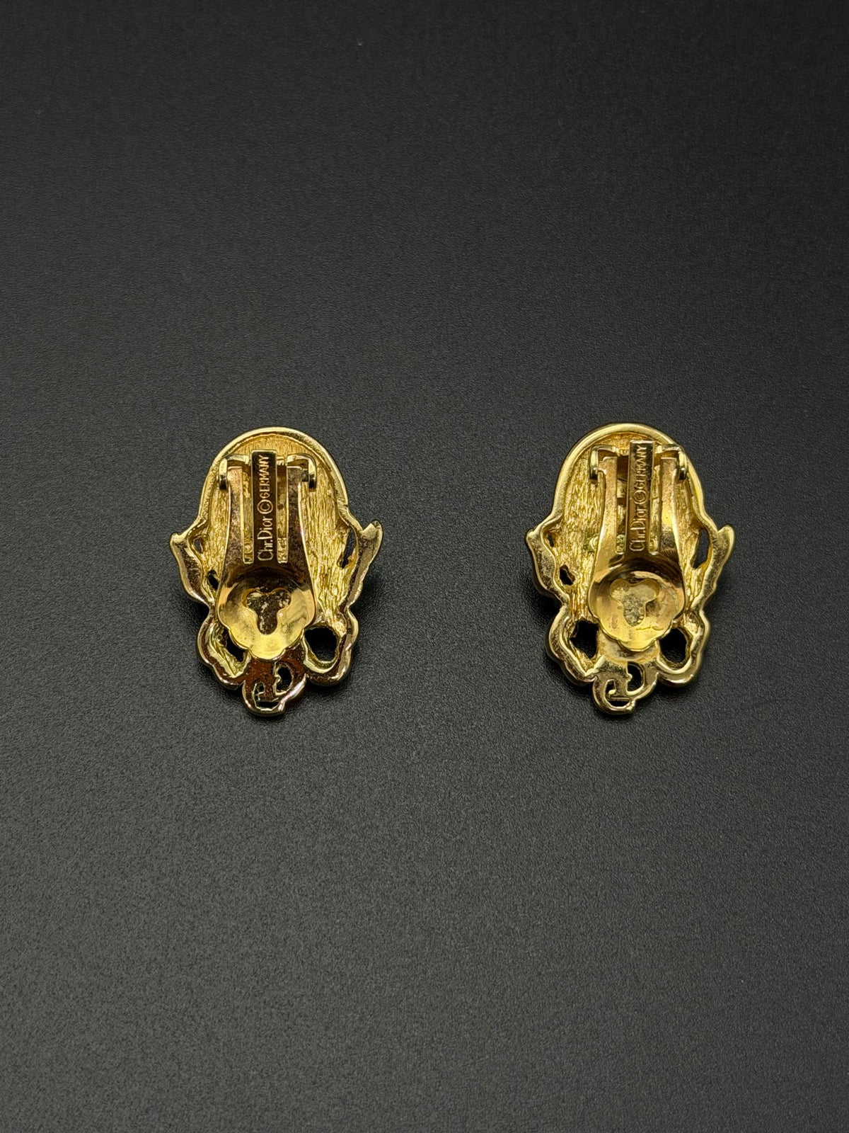 Christian Dior  Bow Ribbon Oval Faux Pearl Clip-On Earrings