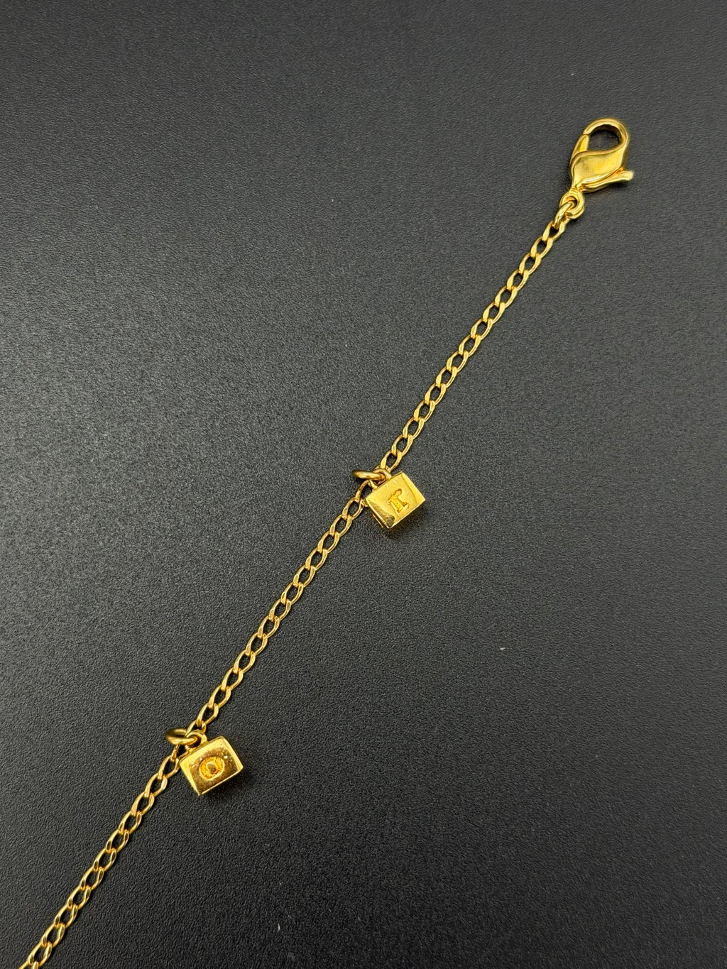 Christian Dior Vintage DIOR Logo Letter Cube Dice Charm Chain Bracelet