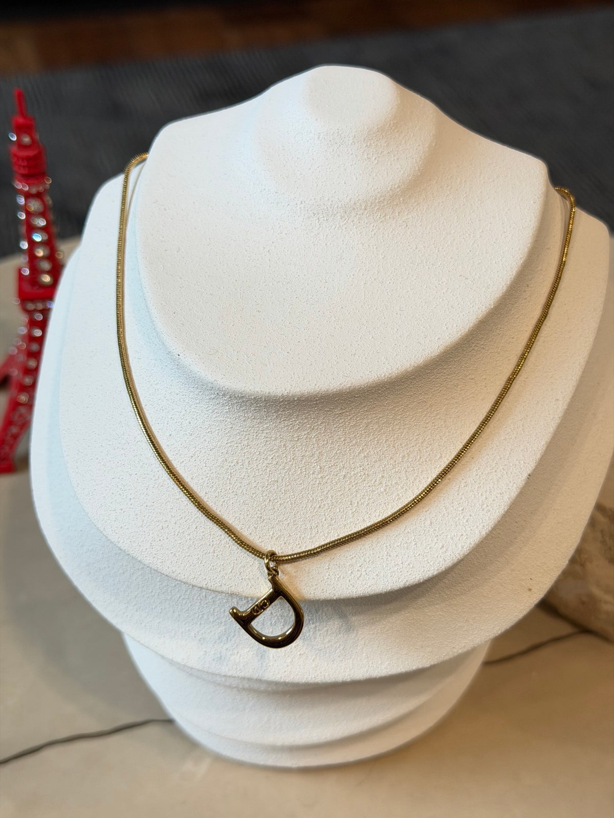 CHRISTIAN DIOR D Logo Necklace