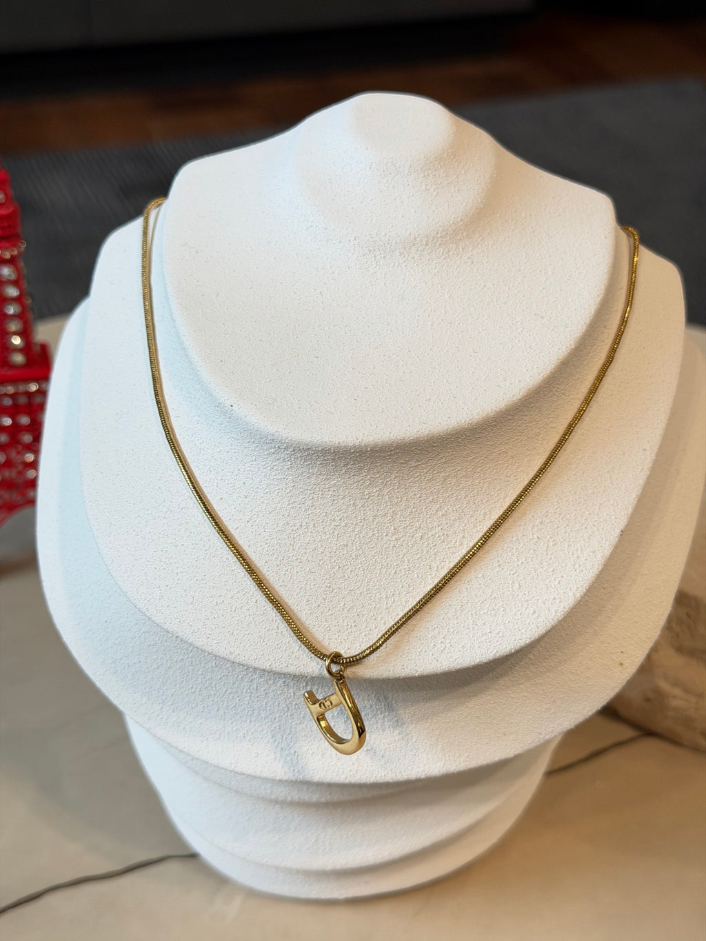 CHRISTIAN DIOR D Logo Necklace