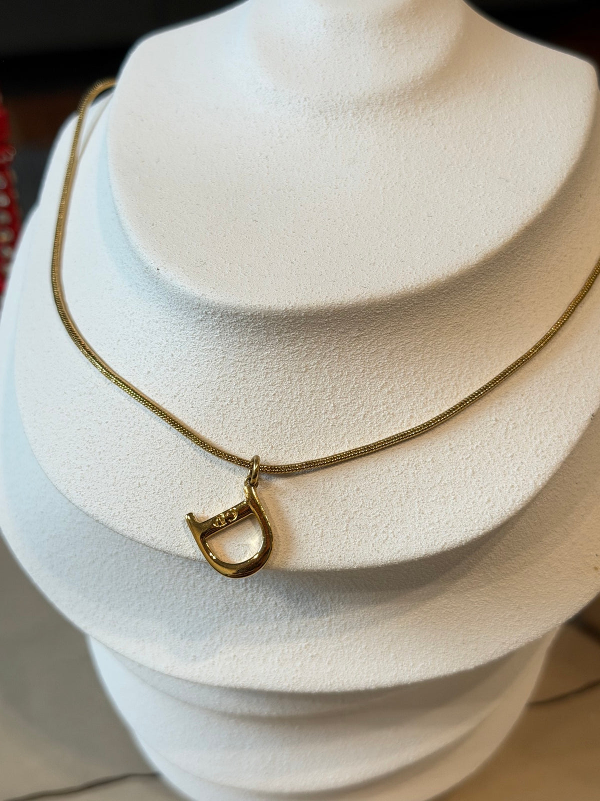 CHRISTIAN DIOR D Logo Necklace