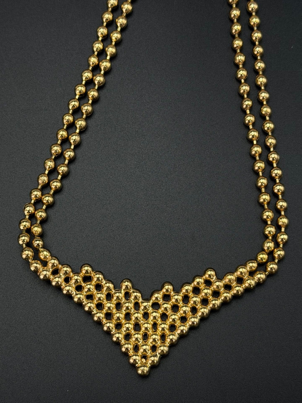 Christian Dior Vintage Rhinestone Gold-Tone Beaded Bib Choker Necklace