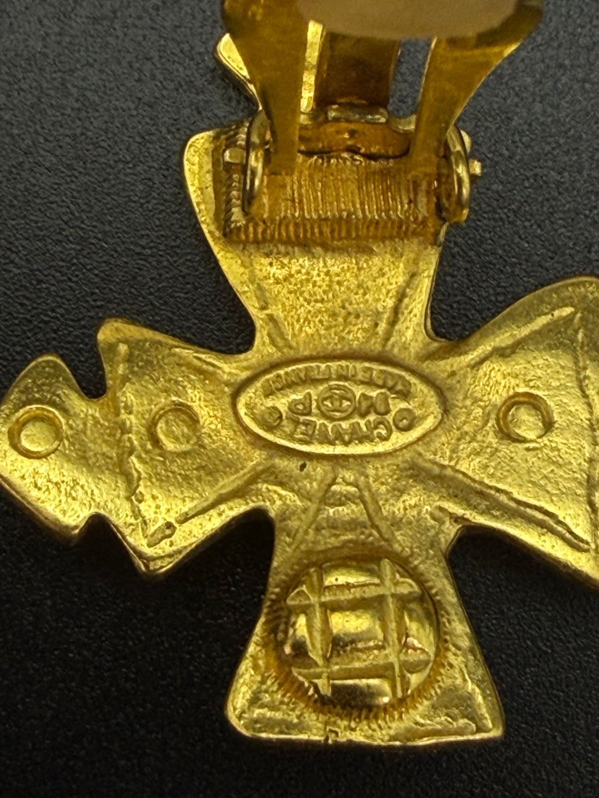 CHANEL  CC Logo Maltese Cross Gold Plated Clip-On Earrings