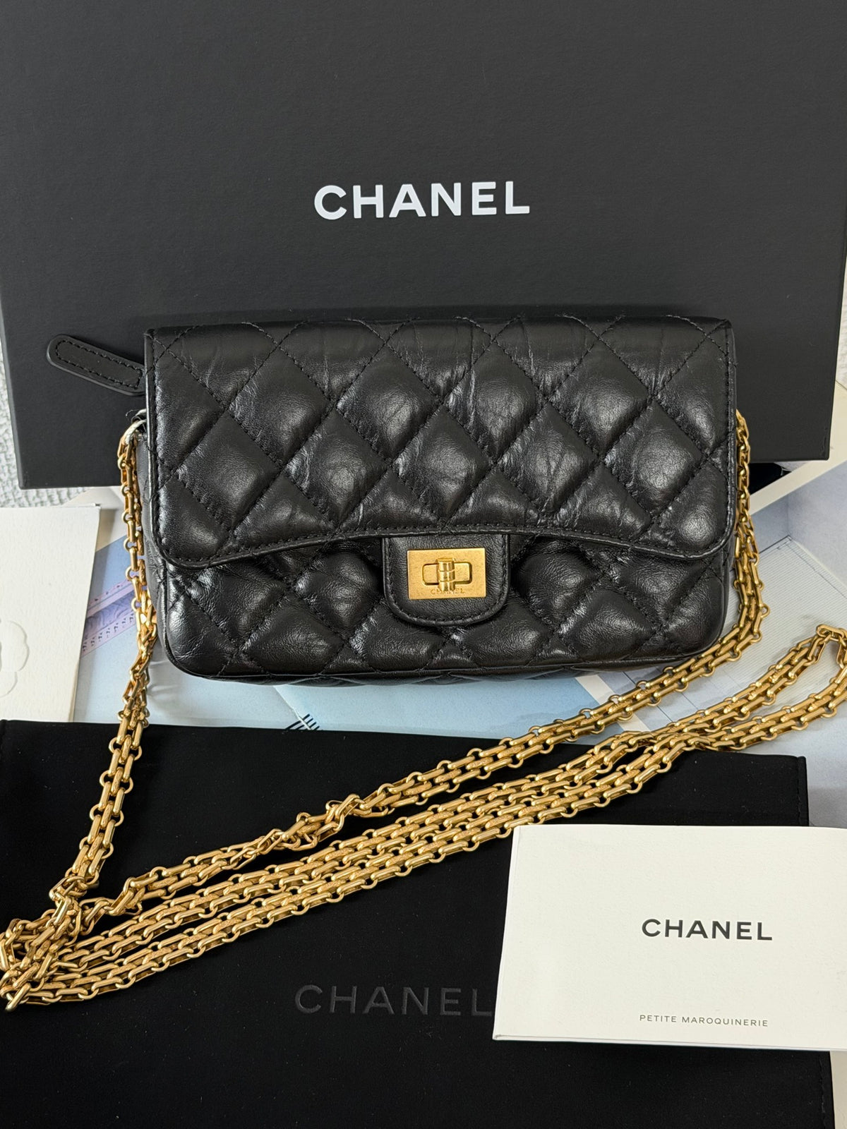 CHANEL 2.55 Reissue Quilted Aged Calfskin Wallet on Chain