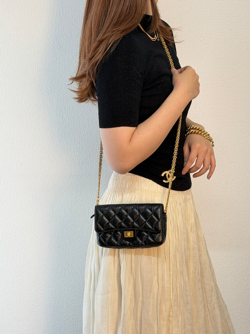 CHANEL 2.55 Reissue Quilted Aged Calfskin Wallet on Chain