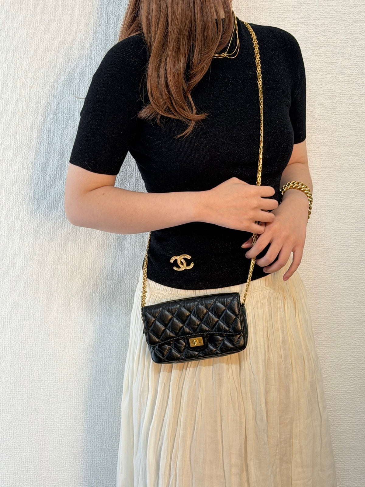 CHANEL 2.55 Reissue Quilted Aged Calfskin Wallet on Chain