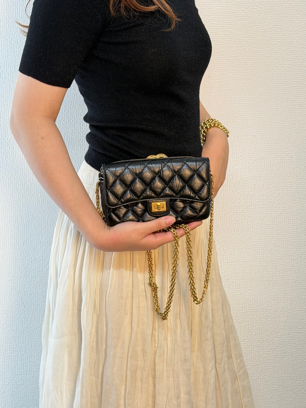 CHANEL 2.55 Reissue Quilted Aged Calfskin Wallet on Chain