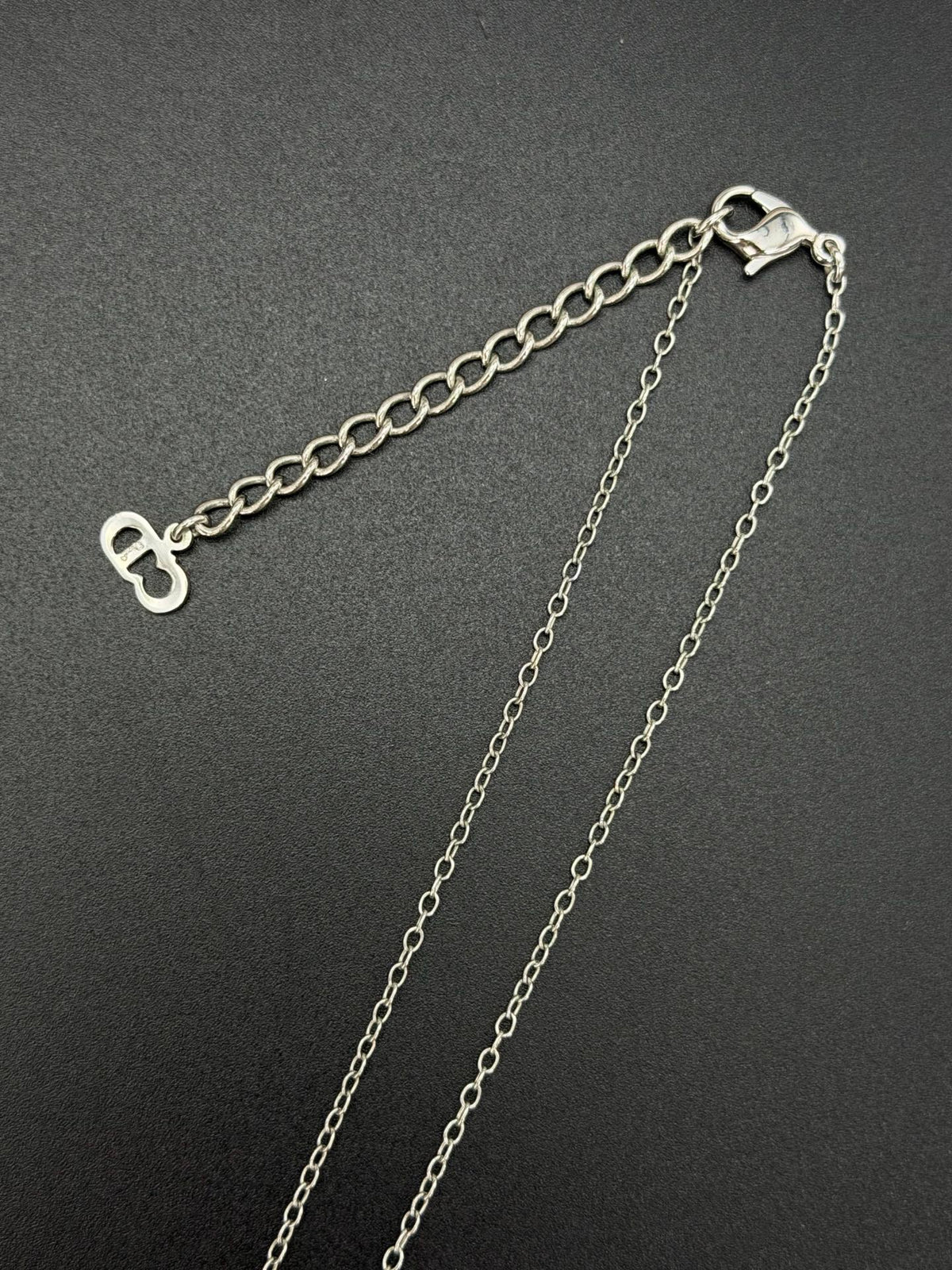 Christian Dior  D Logo Heart Shell Pendant Necklace Silver