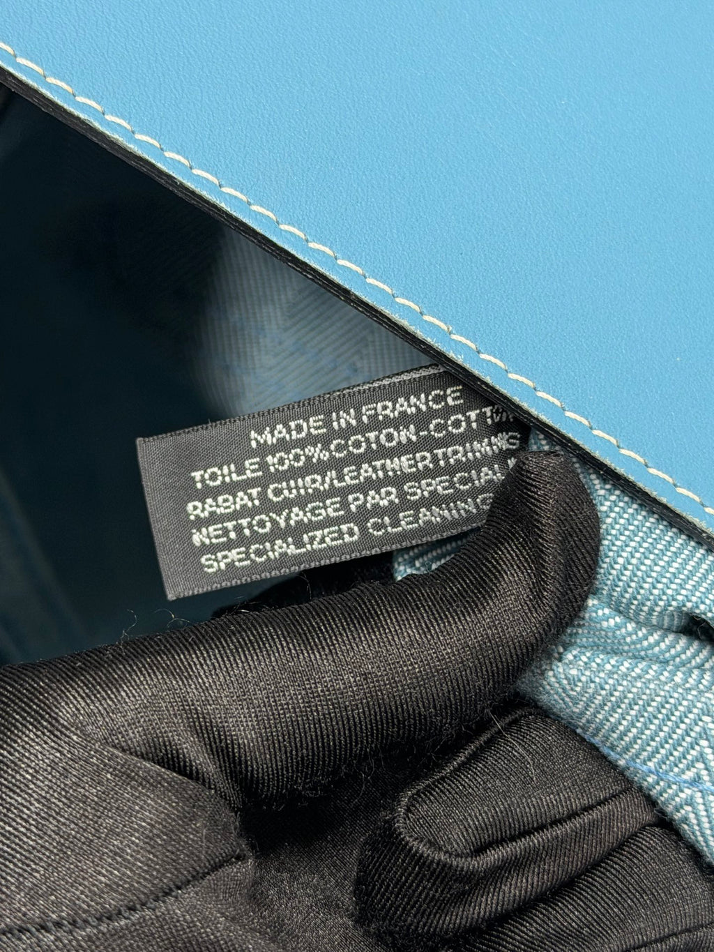 Hermès Valparaiso Toile Chevron and Swift Leather Tote Bag with Pouch Blue Jean