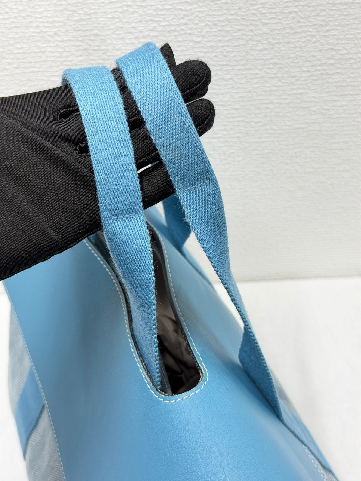 Hermès Valparaiso Toile Chevron and Swift Leather Tote Bag with Pouch Blue Jean