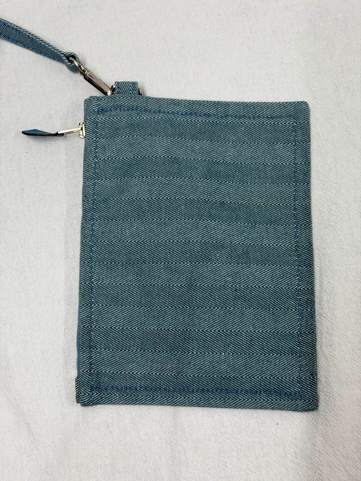 Hermès Valparaiso Toile Chevron and Swift Leather Tote Bag with Pouch Blue Jean
