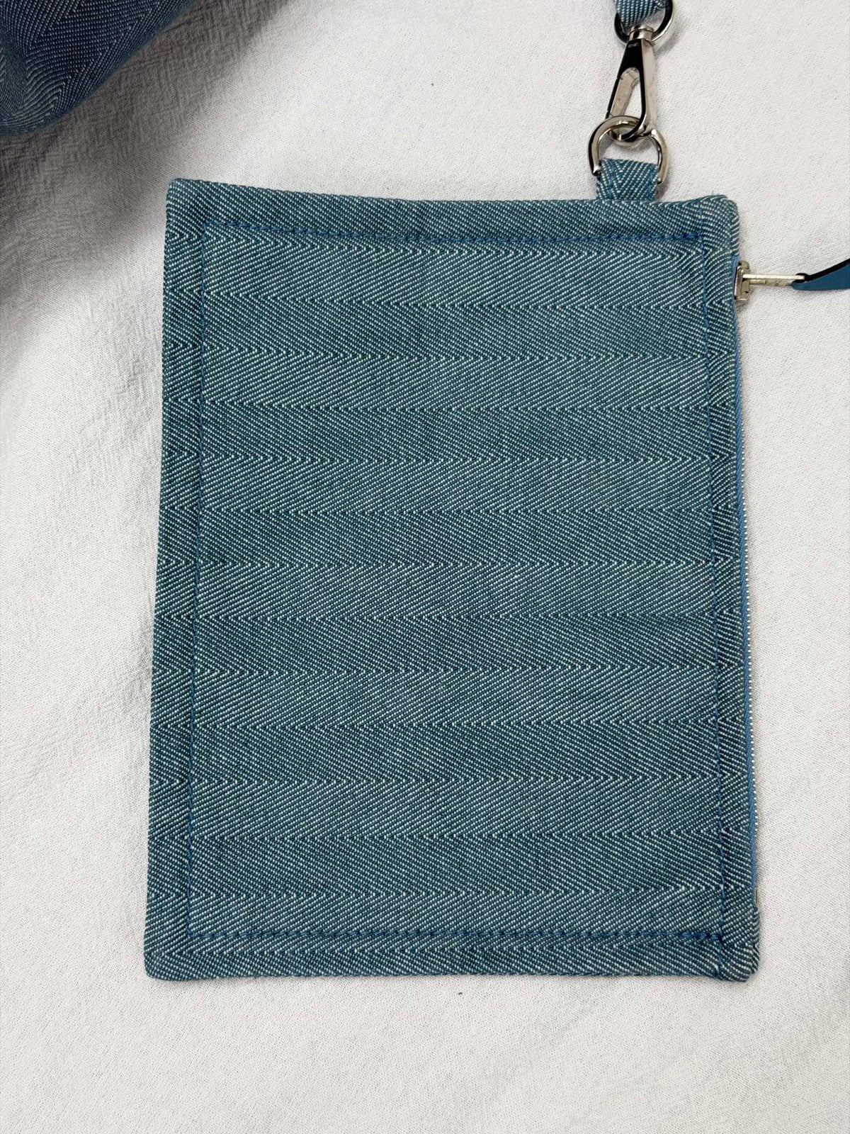 Hermès Valparaiso Toile Chevron and Swift Leather Tote Bag with Pouch Blue Jean