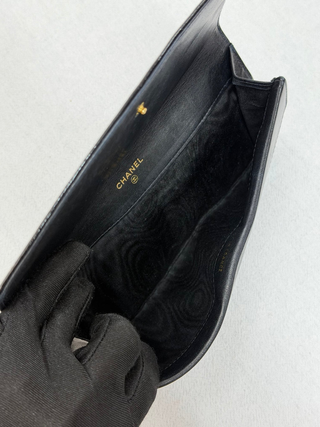 Chanel Timeless CC Large Black Patent Leather Clutch Wallet Bag