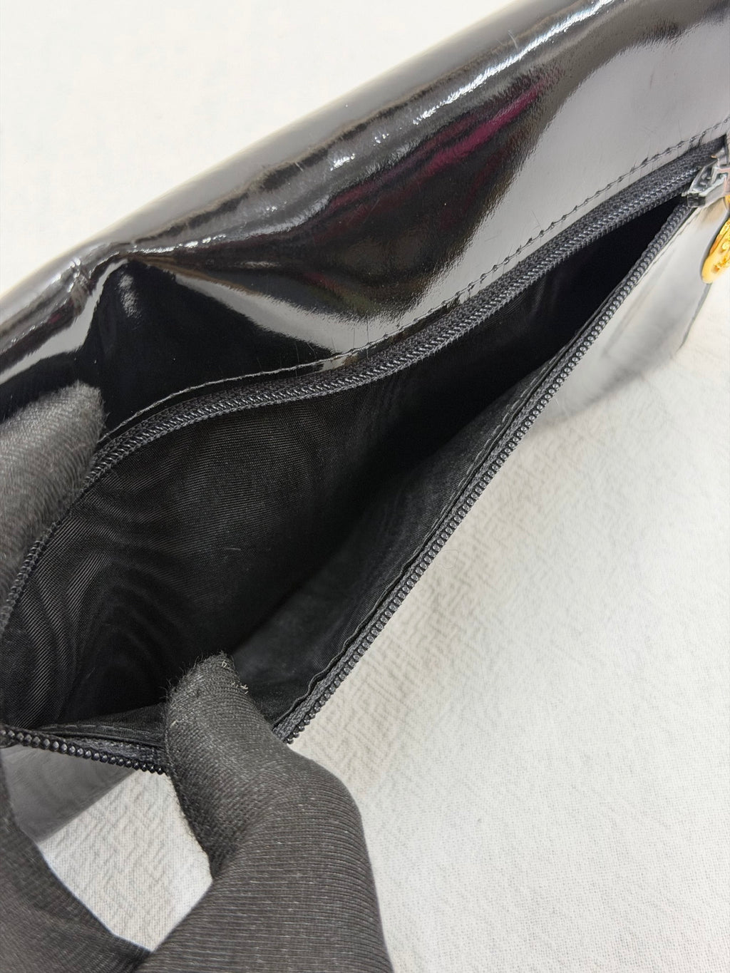 Chanel Timeless CC Large Black Patent Leather Clutch Wallet Bag