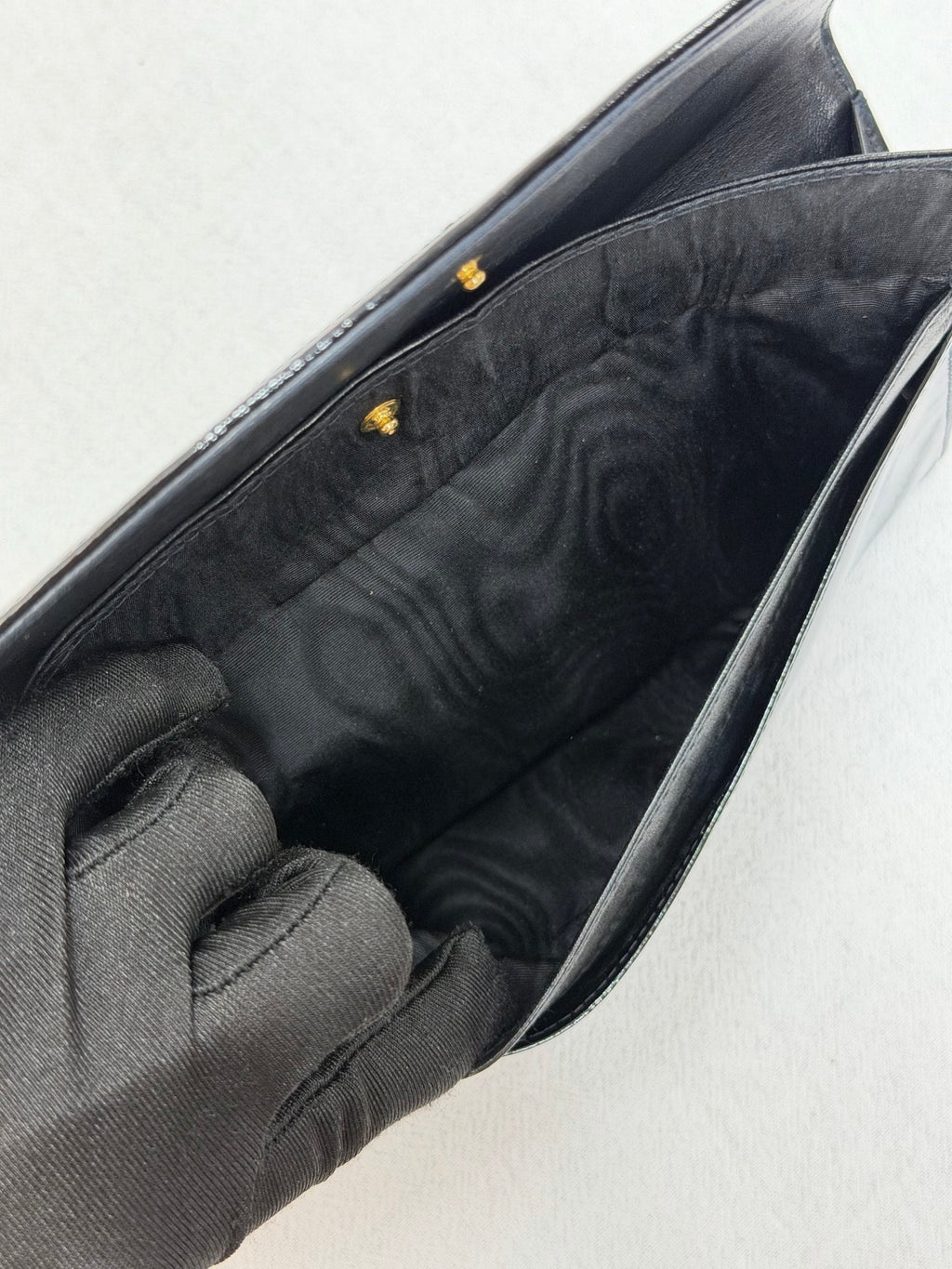 Chanel Timeless CC Large Black Patent Leather Clutch Wallet Bag