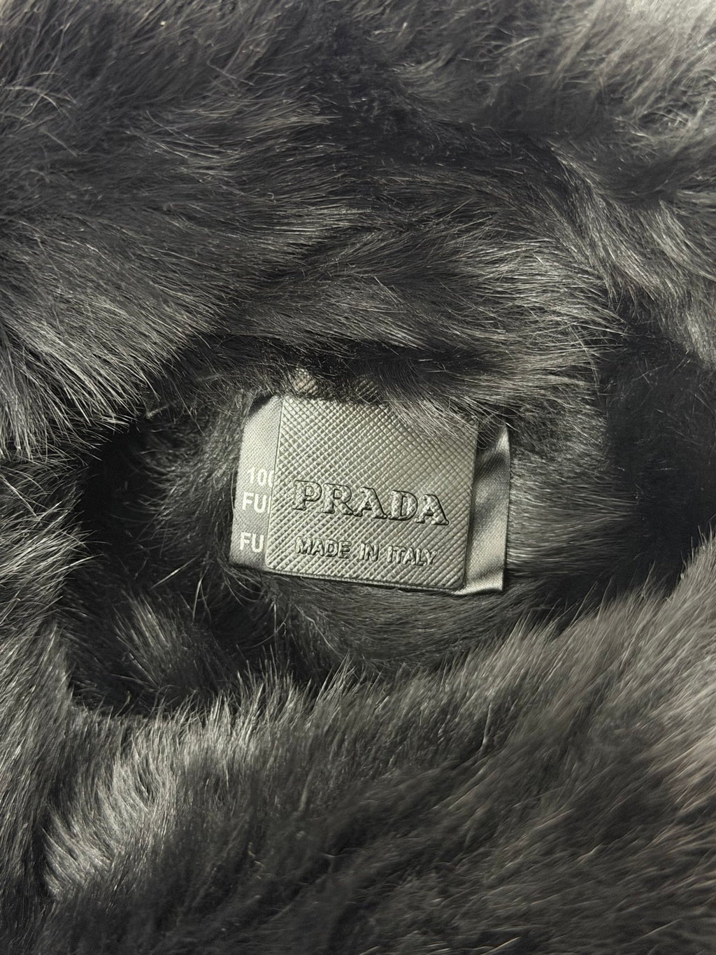PRADA Montone Distressed Lambskin Leather and Fox Fur Trim Shopping Tote Bag