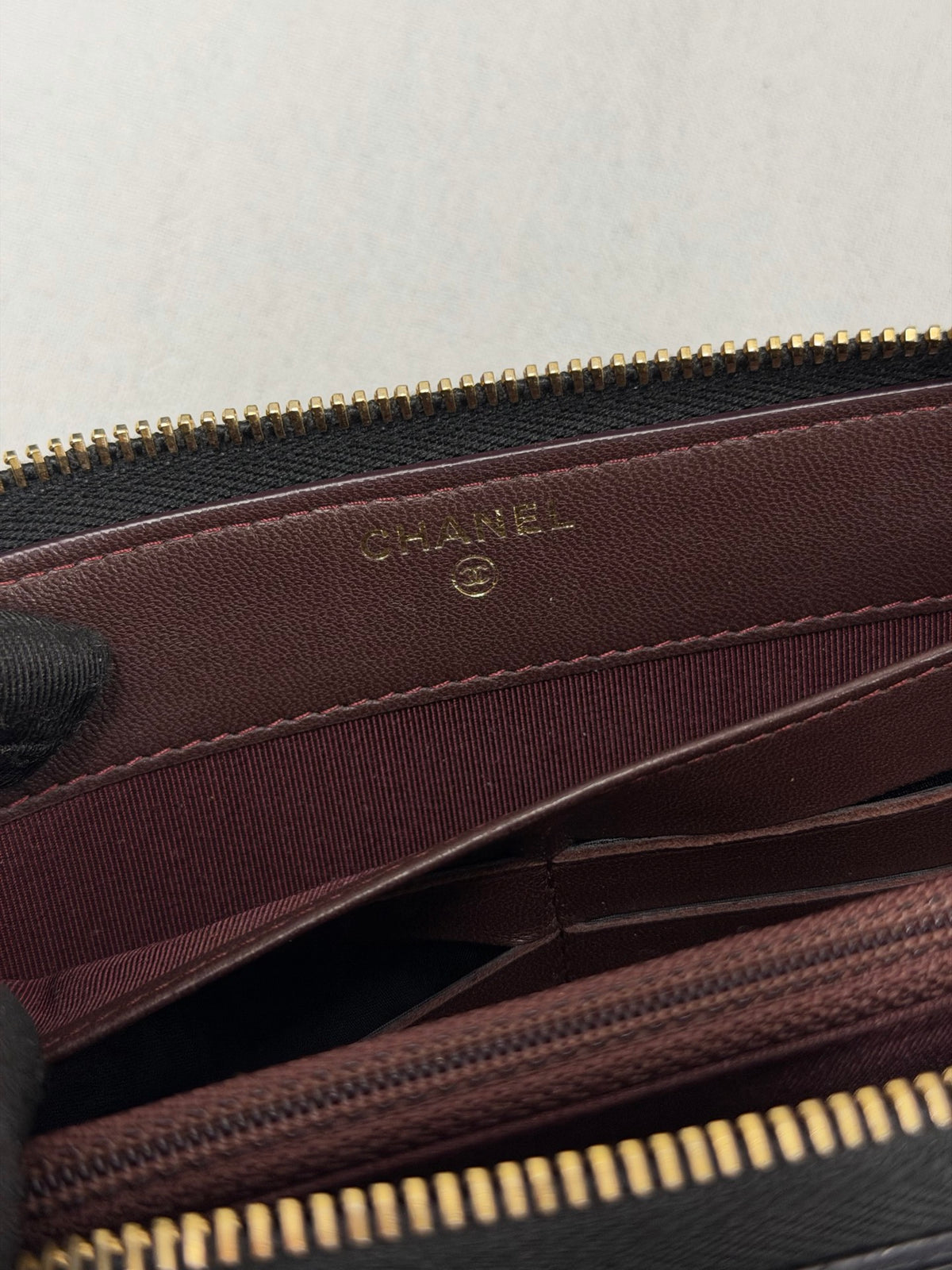 Chanel Classic Long Zipped Wallet Caviar Skin Black Gold Hardware