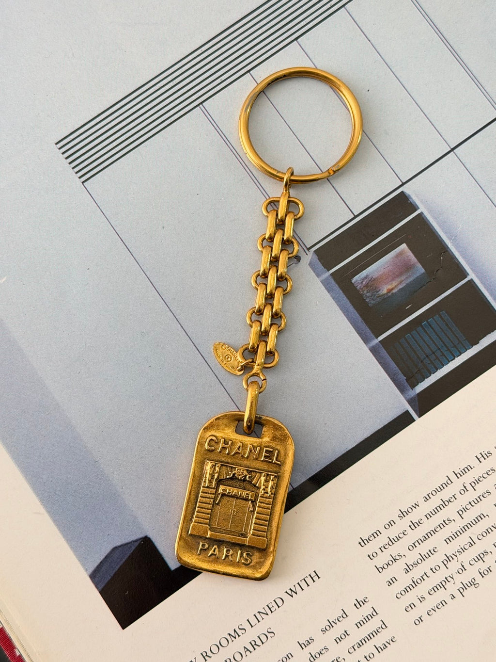 CHANEL  Paris Cambon Boutique Store Facade Gold Key Chain / Bag Charm