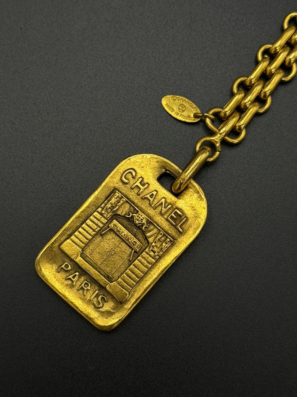 CHANEL  Paris Cambon Boutique Store Facade Gold Key Chain / Bag Charm