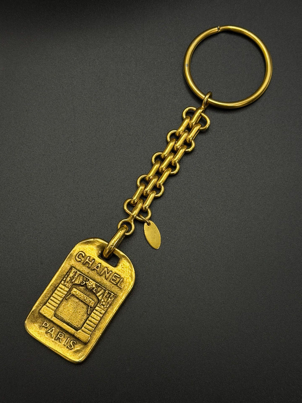 CHANEL  Paris Cambon Boutique Store Facade Gold Key Chain / Bag Charm
