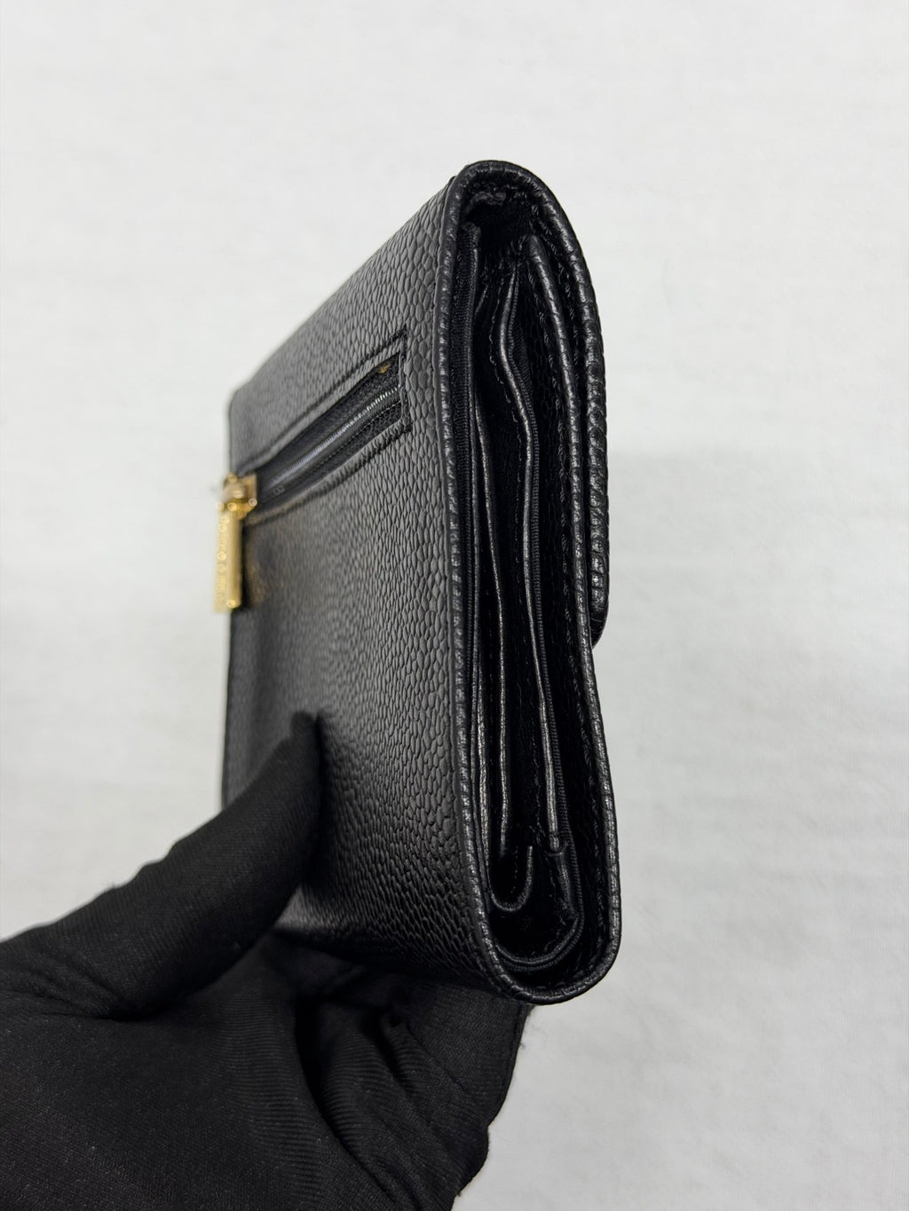 CHANEL Double C Cavier Trifold Wallet