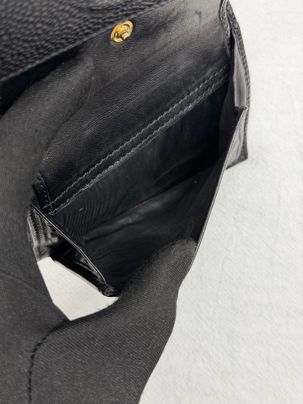 CHANEL Double C Cavier Trifold Wallet