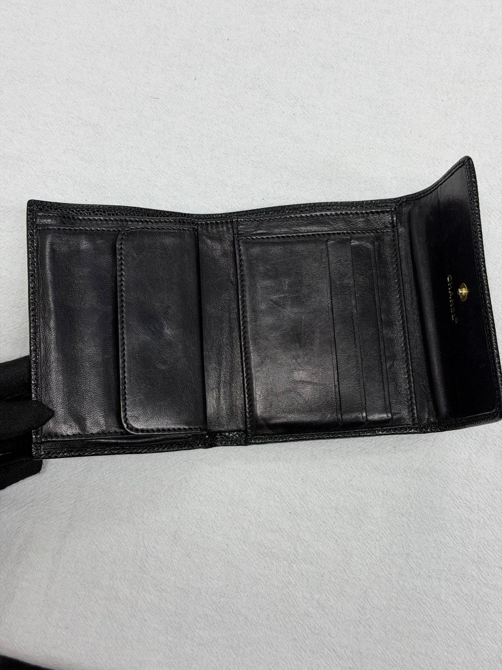 CHANEL Double C Cavier Trifold Wallet