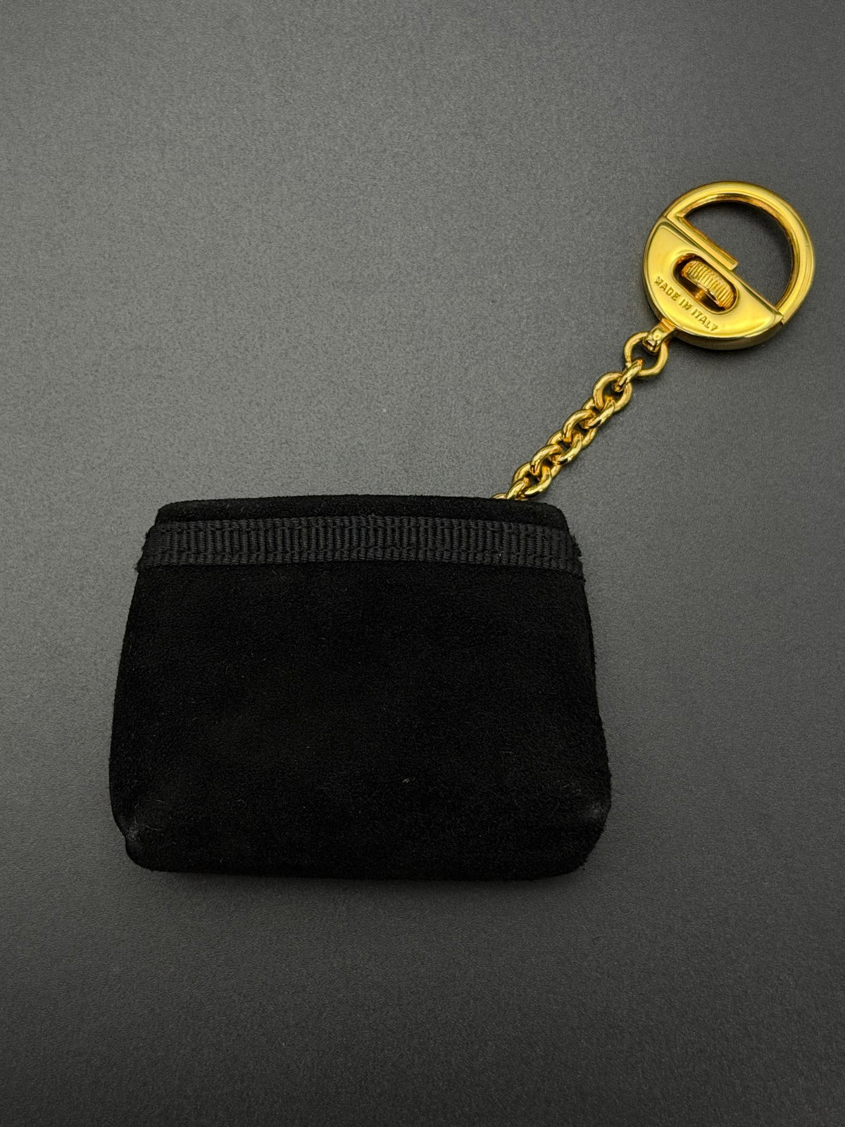 Ferragamo Vara Bow Black Suede Mini Pouch Keychain Bag