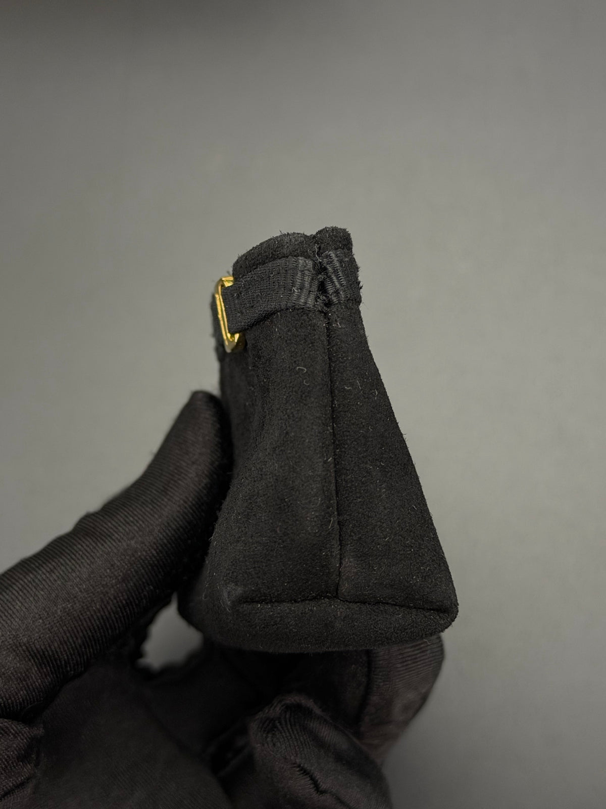 Ferragamo Vara Bow Black Suede Mini Pouch Keychain Bag
