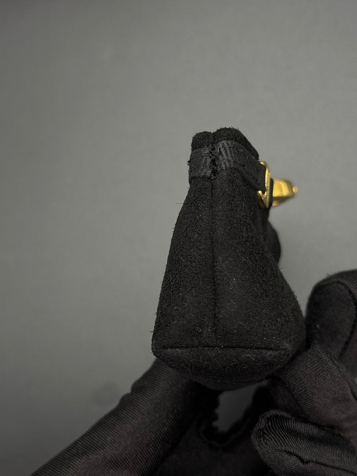 Ferragamo Vara Bow Black Suede Mini Pouch Keychain Bag