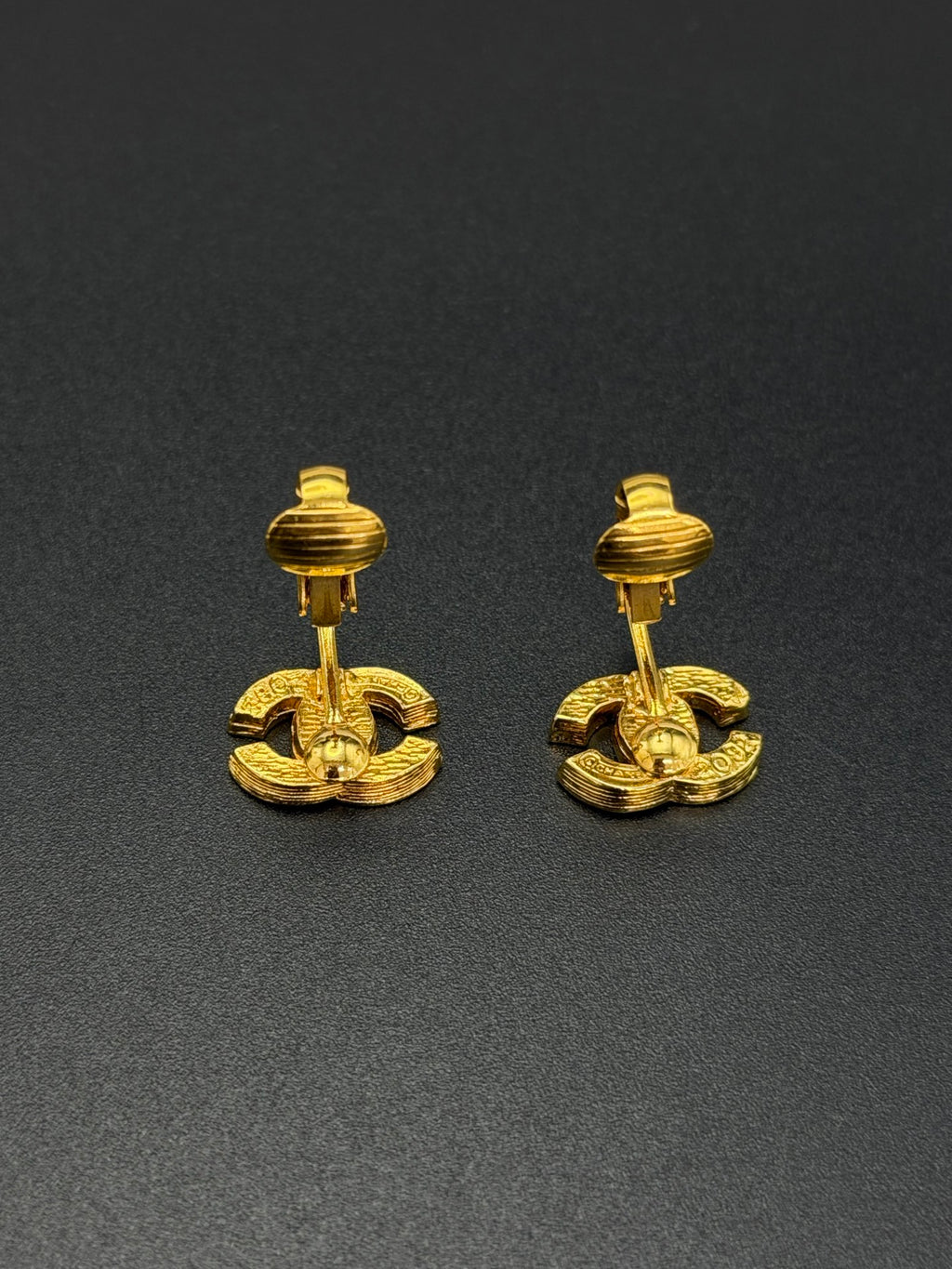CHANEL Classic Turnlock CC Logo Crystal Embellished Stud Clip-on Earrings