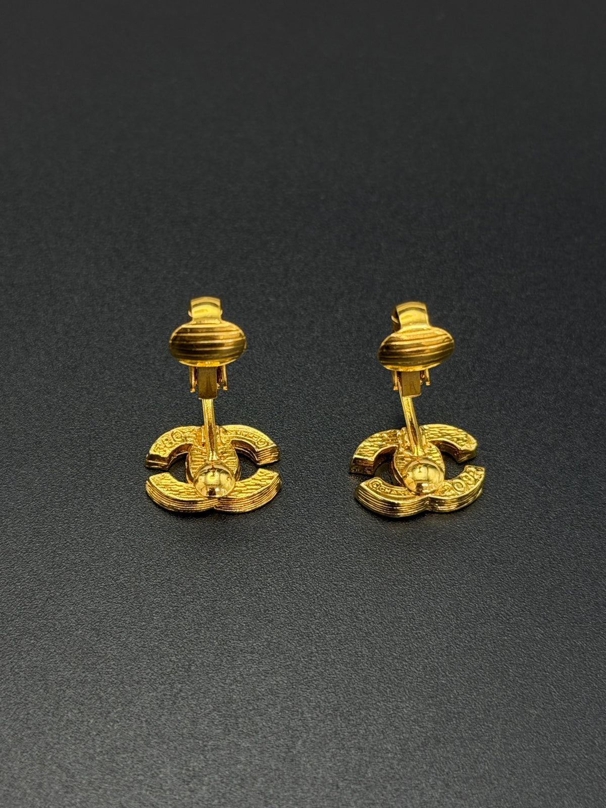 CHANEL Classic Turnlock CC Logo Crystal Embellished Stud Clip-on Earrings