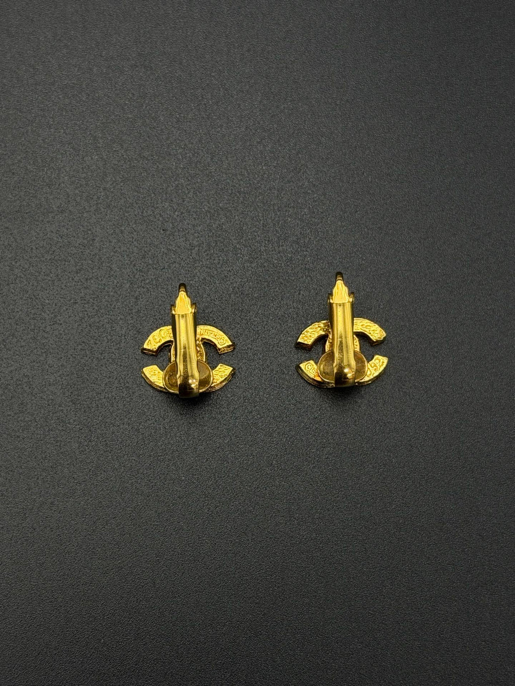 CHANEL Classic Turnlock CC Logo Crystal Embellished Stud Clip-on Earrings