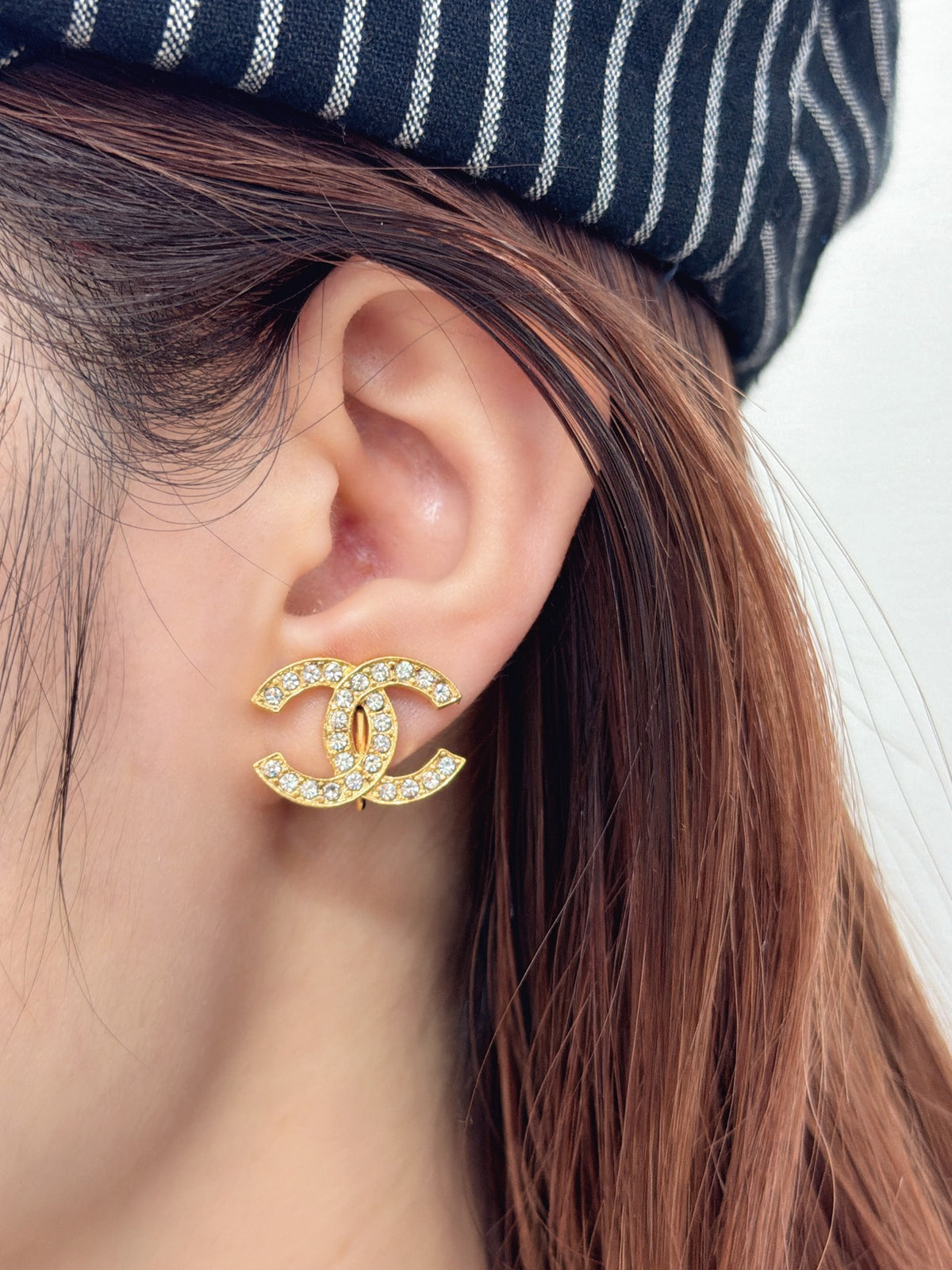 CHANEL CC Logo Turnlock Rhinestone Crystal Encrusted Clip-On Earrings