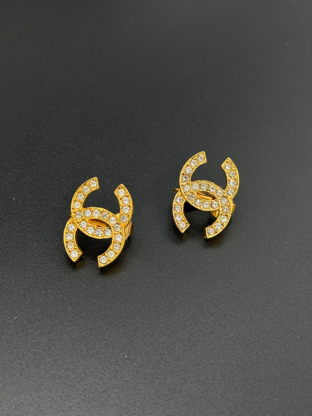 CHANEL CC Logo Turnlock Rhinestone Crystal Encrusted Clip-On Earrings