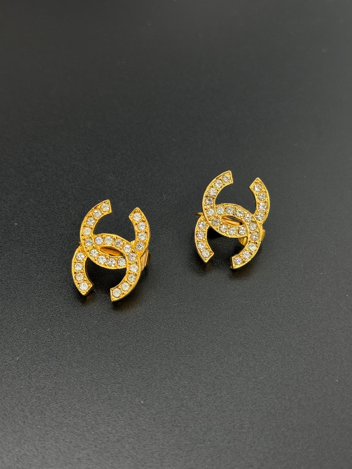 CHANEL CC Logo Turnlock Rhinestone Crystal Encrusted Clip-On Earrings