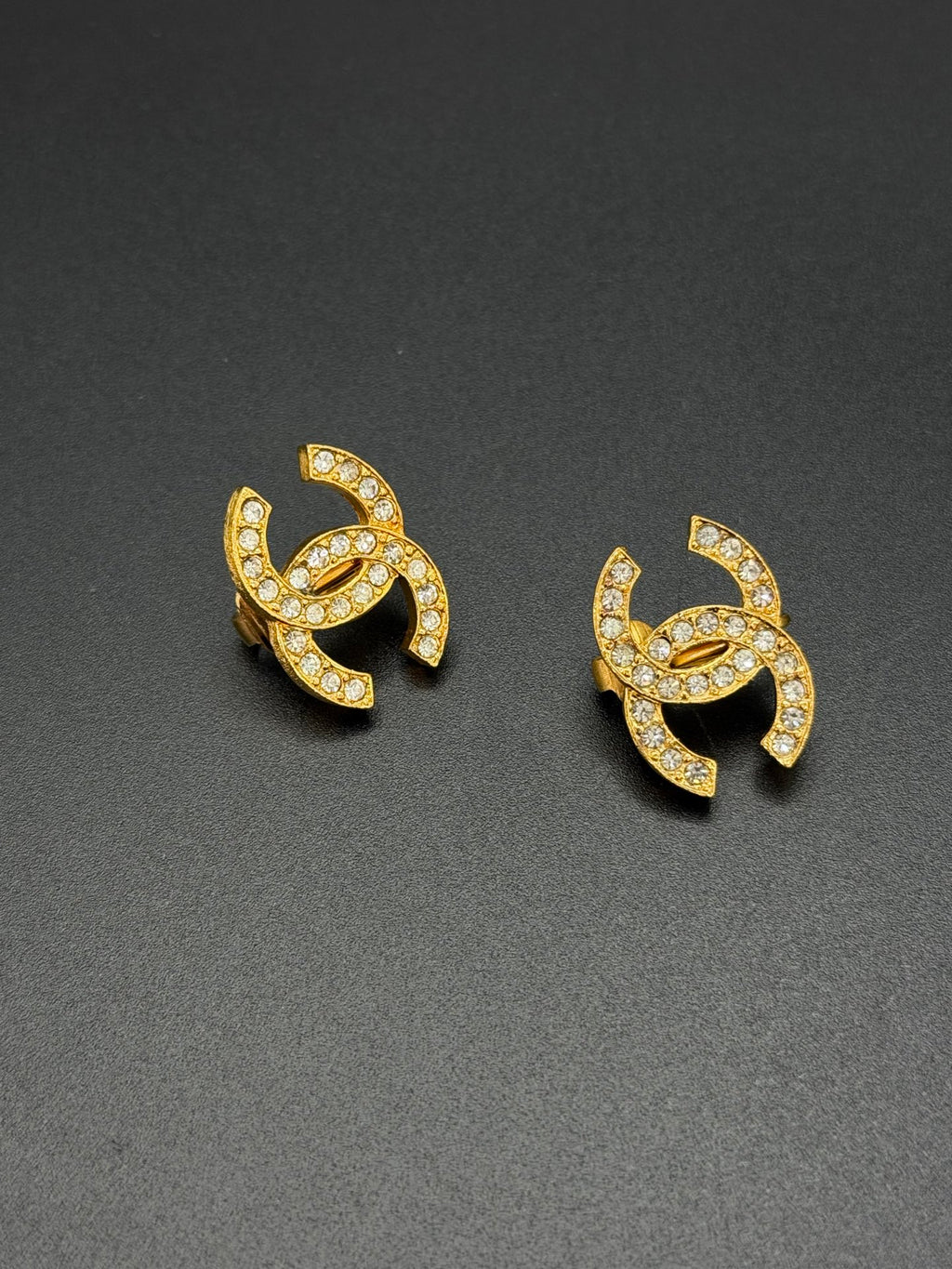 CHANEL CC Logo Turnlock Rhinestone Crystal Encrusted Clip-On Earrings