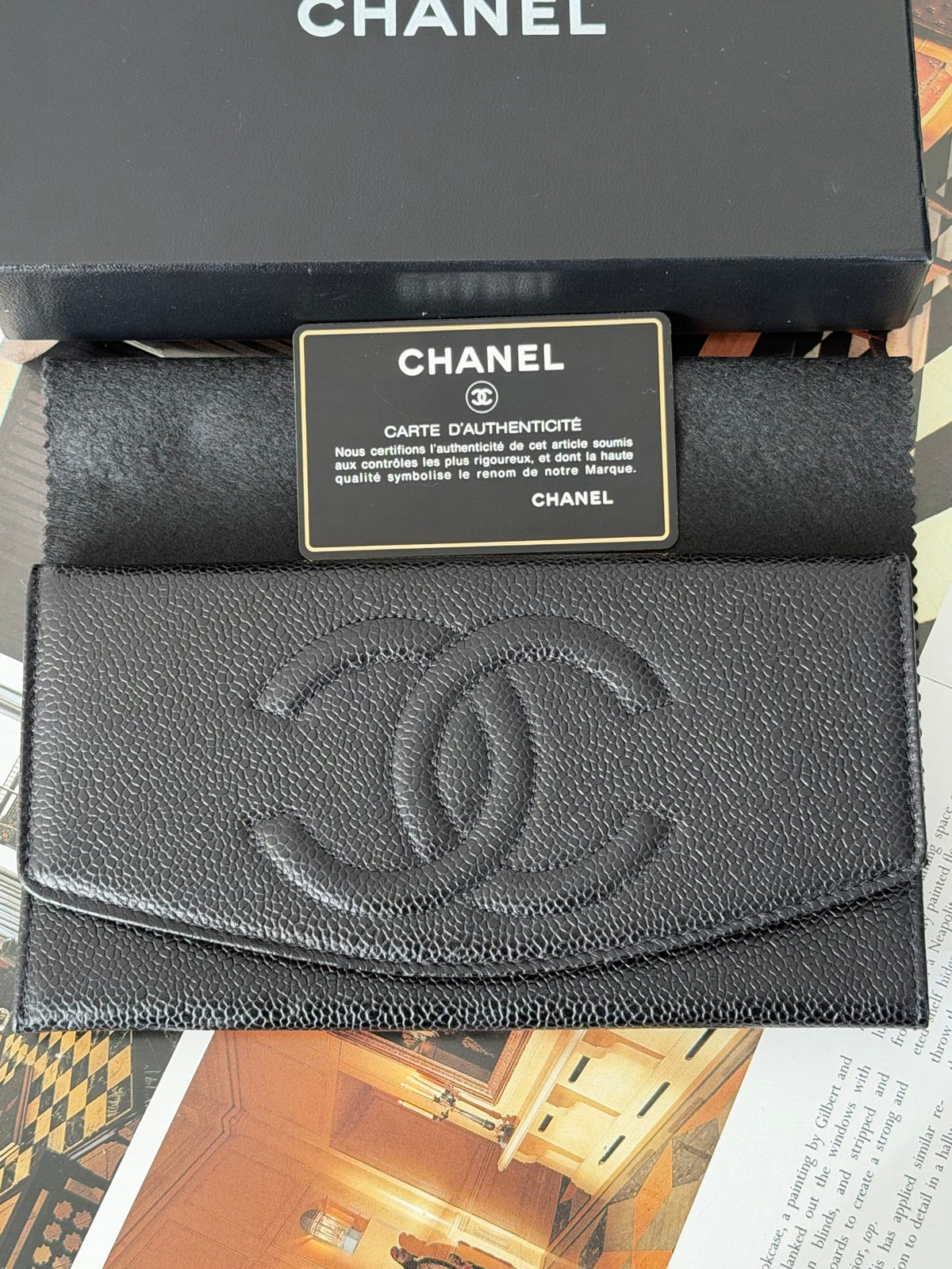 CHANEL Double C Cavier Bifold Wallet