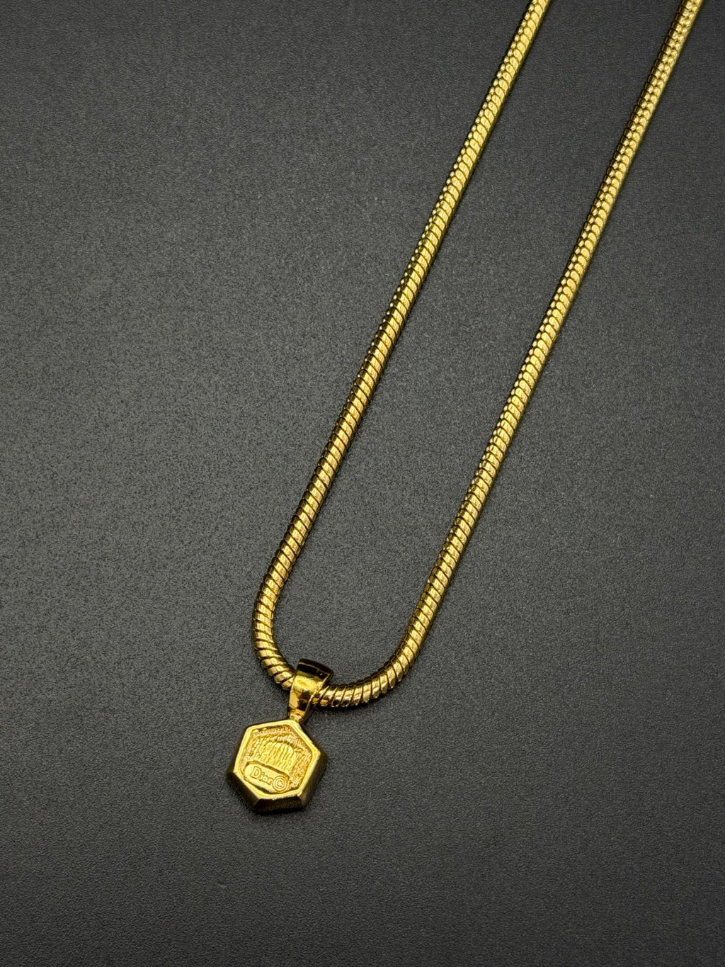 Christian Dior Rhinestone Rose Flower Bud Pendant Snake Chain Necklace
