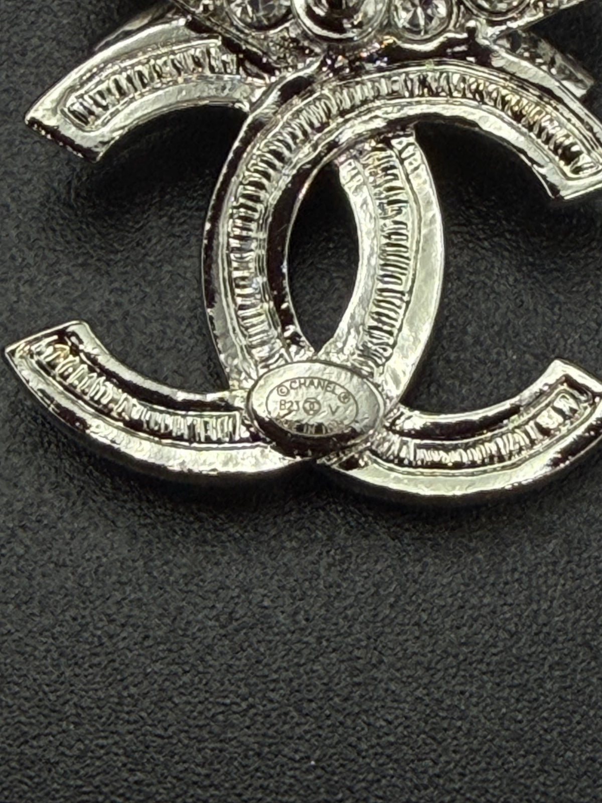 Chanel Classic Ribbon Bow CC Logo Crystal Embellished Stud Earrings