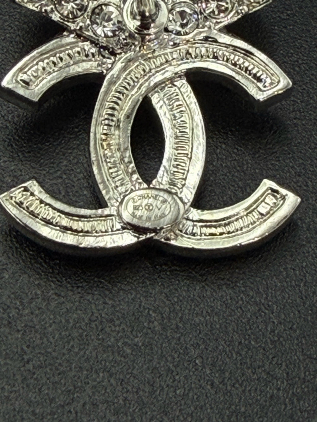 Chanel Classic Ribbon Bow CC Logo Crystal Embellished Stud Earrings