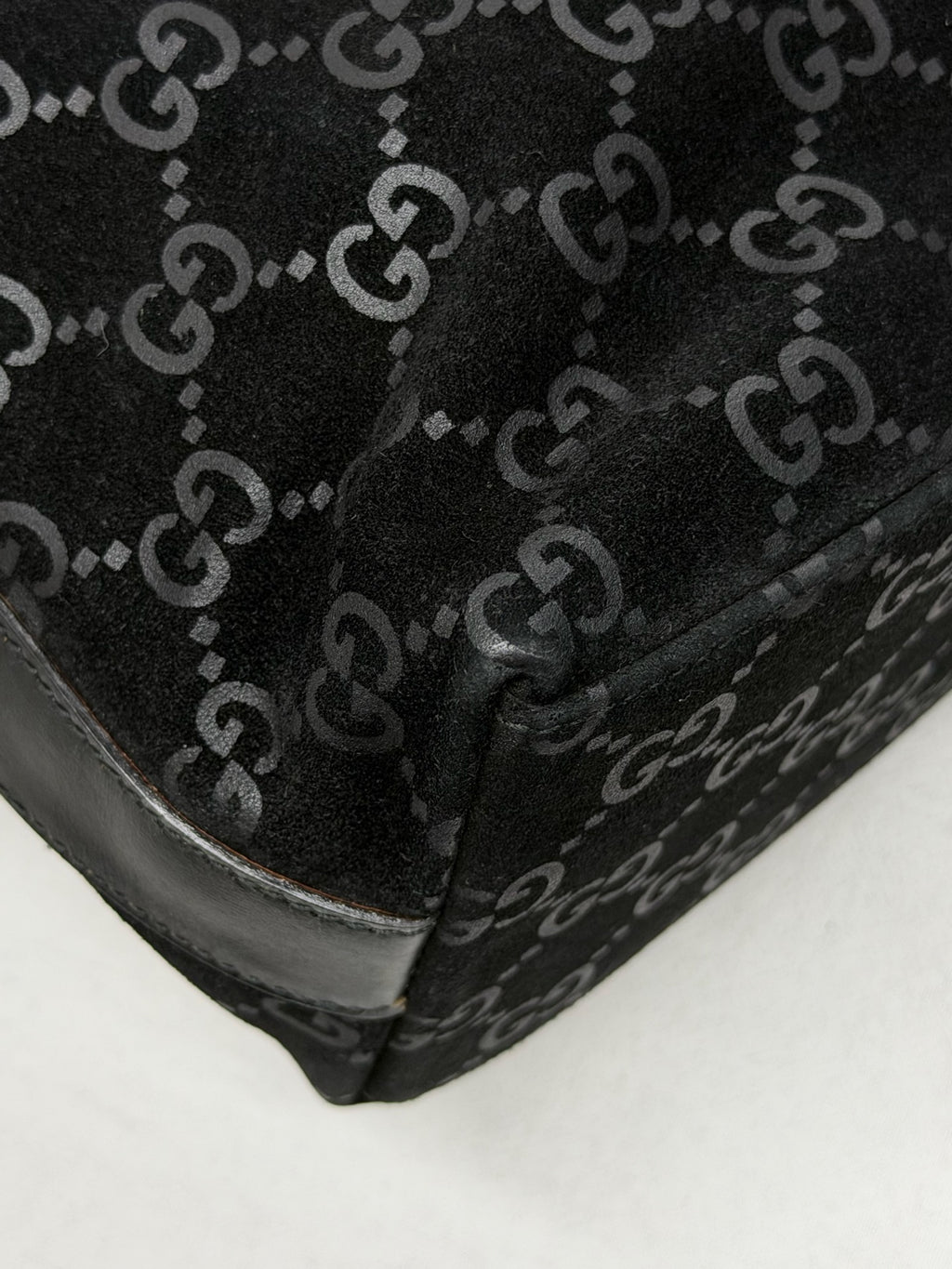 GUCCI Suede GG logo Hobo bag
