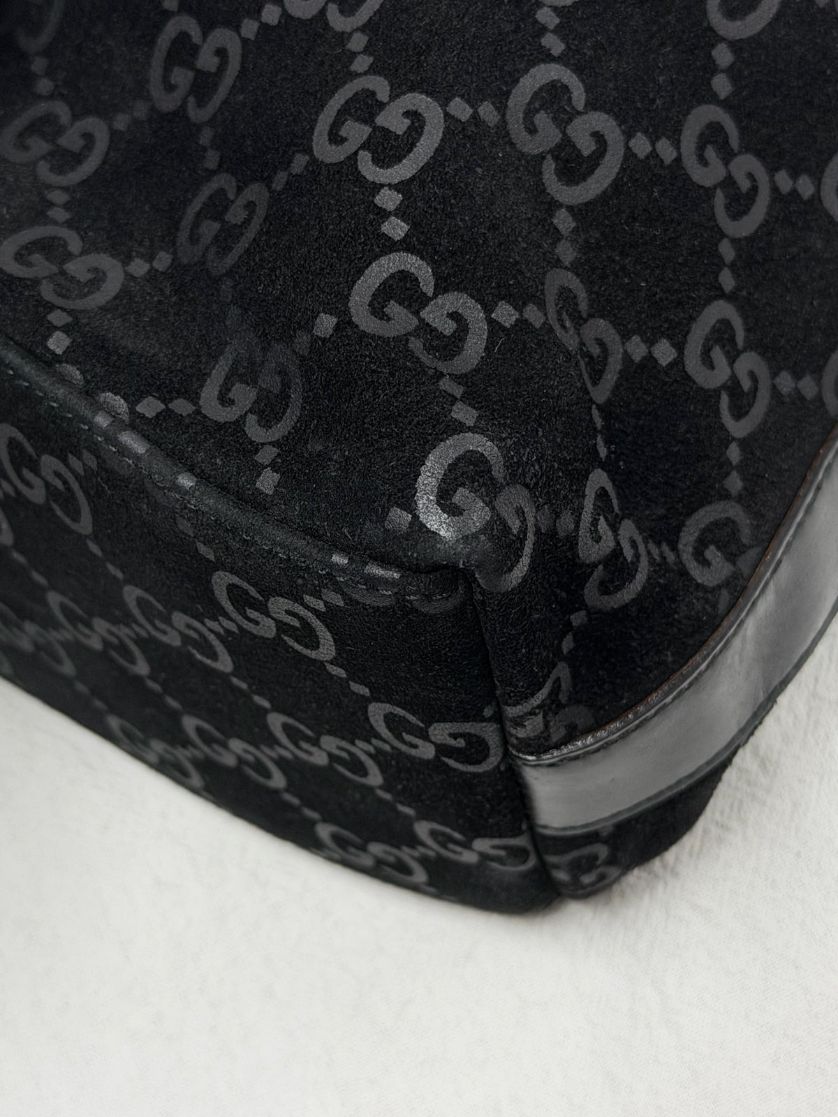 GUCCI Suede GG logo Hobo bag