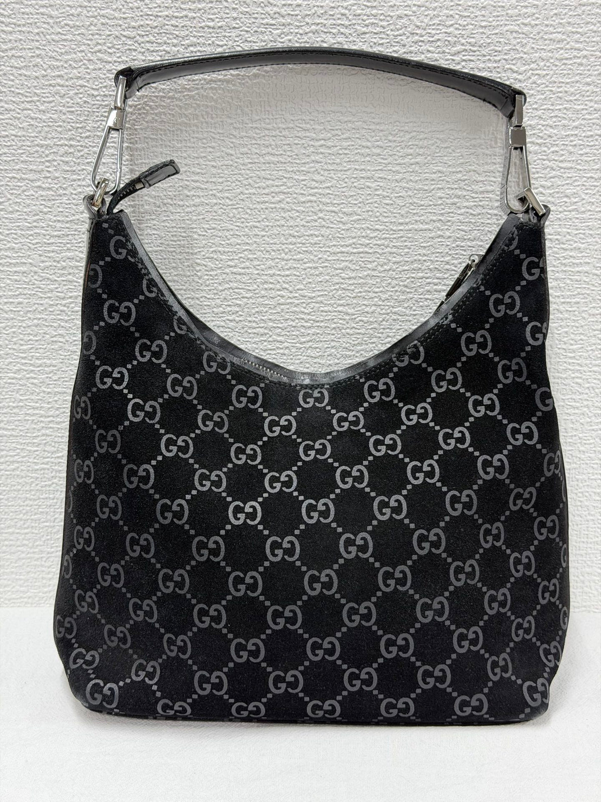 GUCCI Suede GG logo Hobo bag