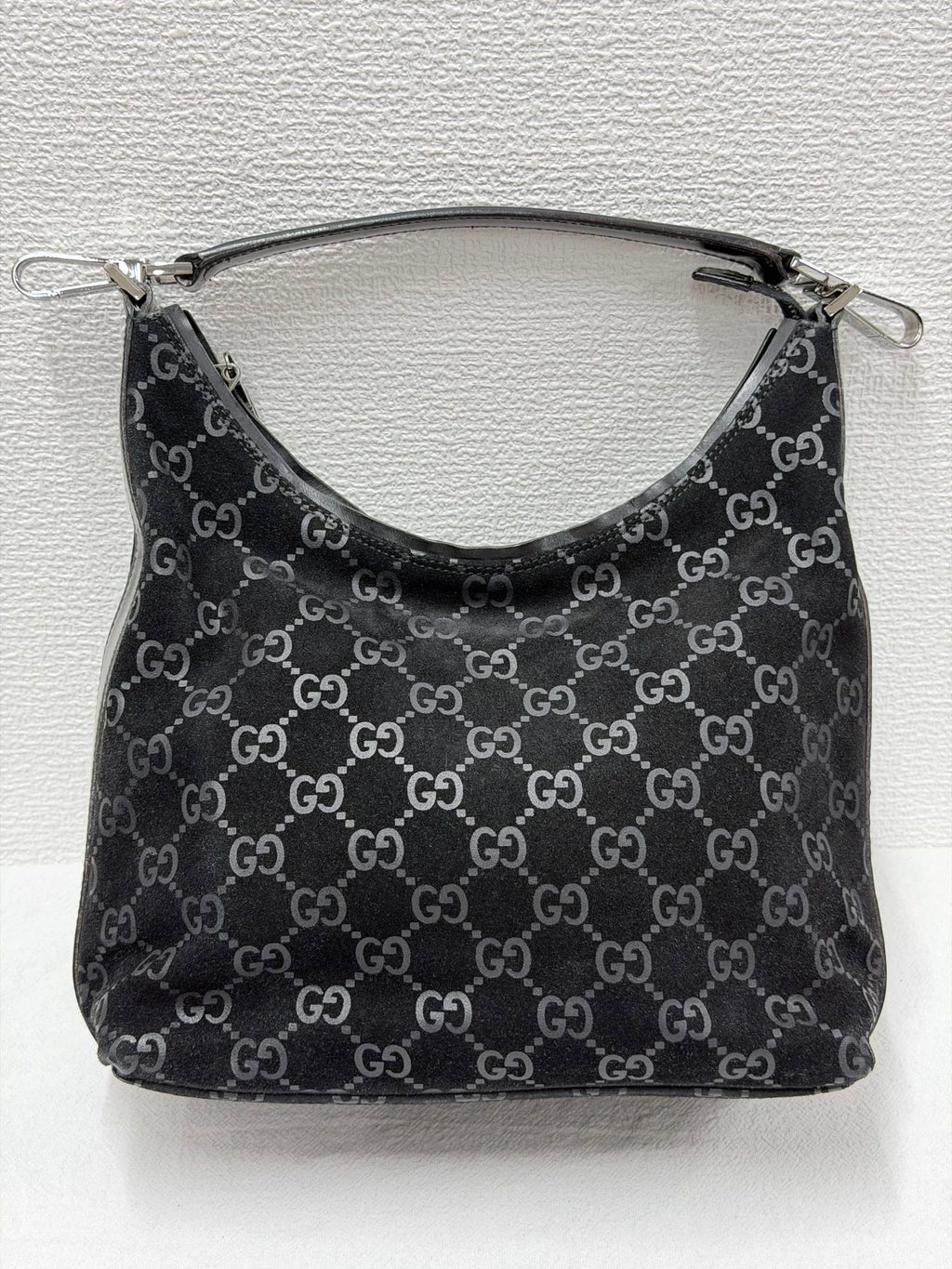 GUCCI Suede GG logo Hobo bag