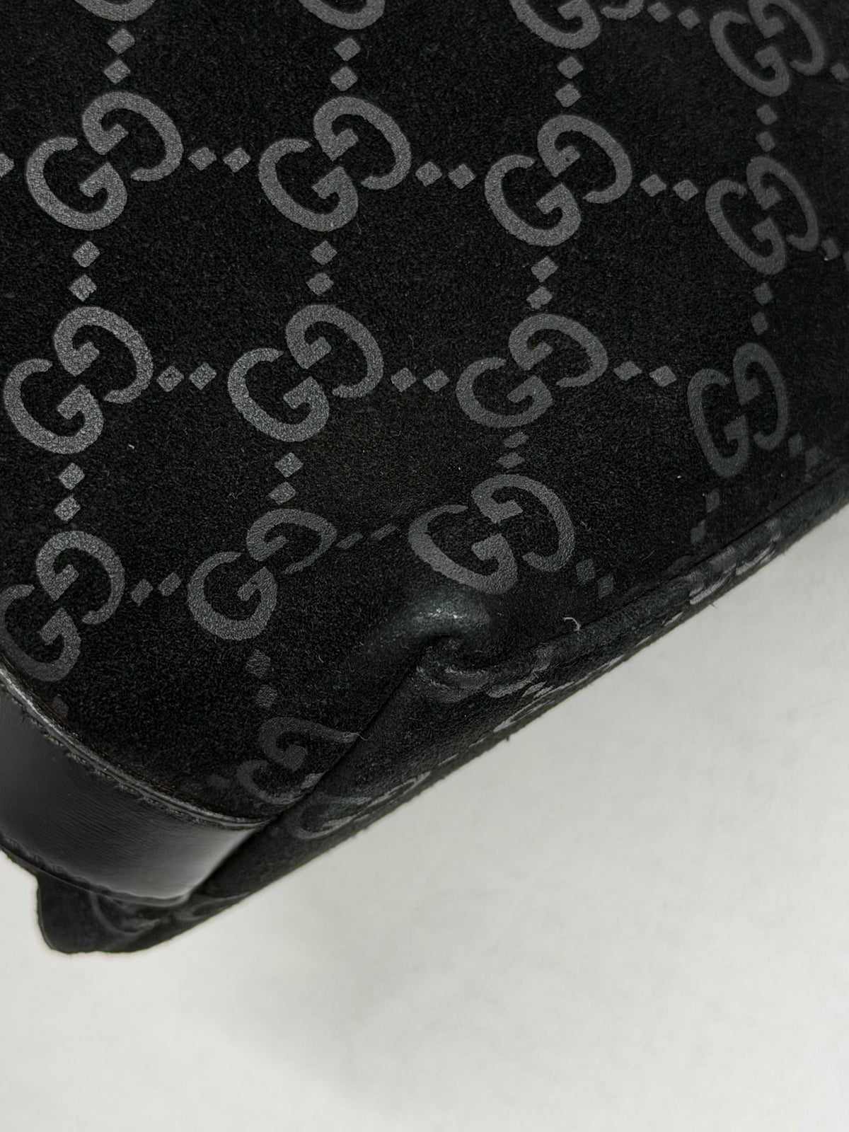 GUCCI Suede GG logo Hobo bag