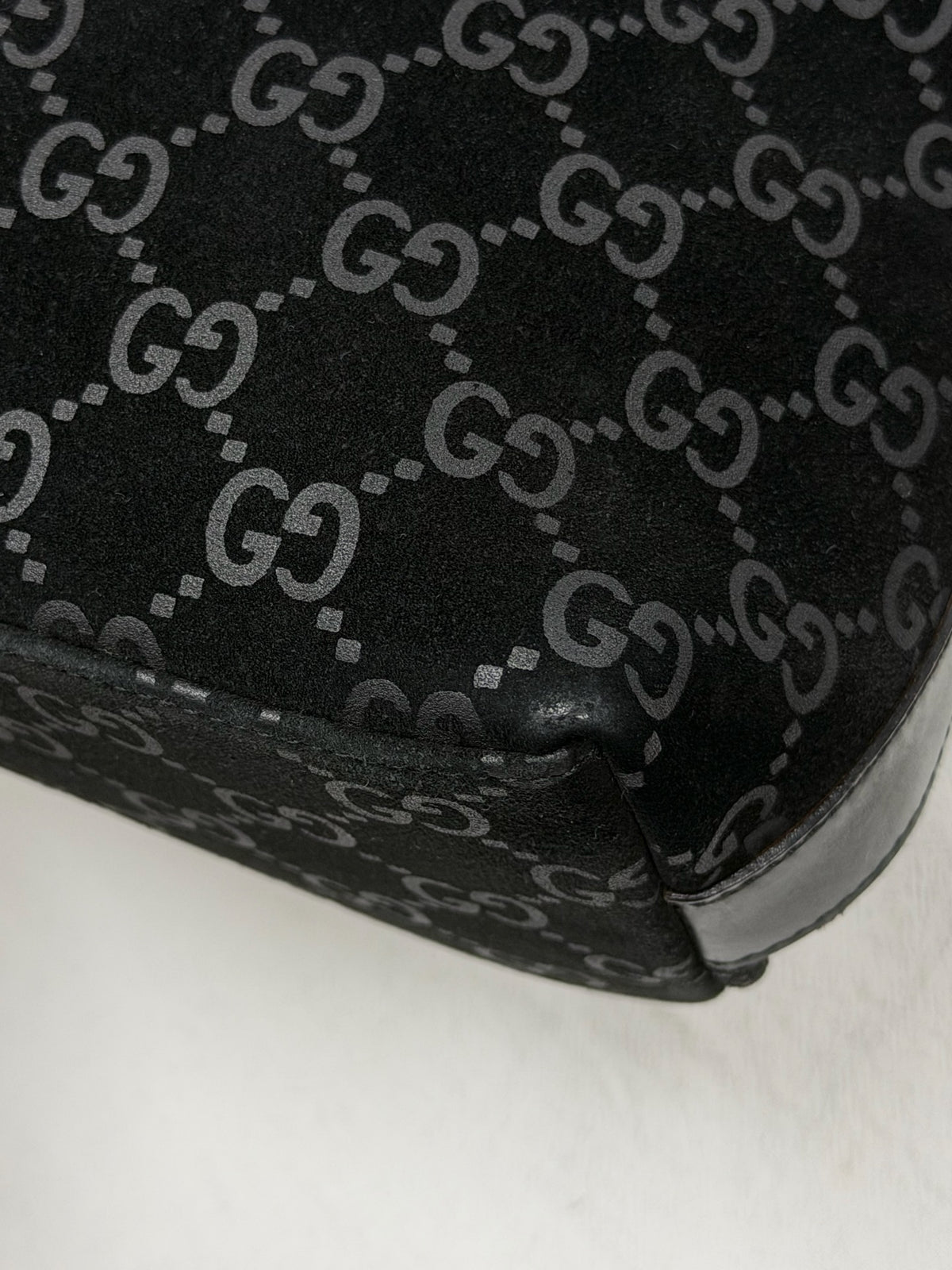 GUCCI Suede GG logo Hobo bag
